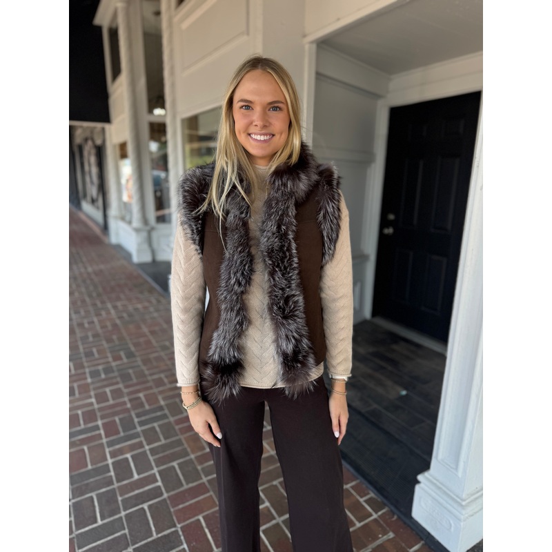 Tyler Boe Foxy Fur Vest in Walnut