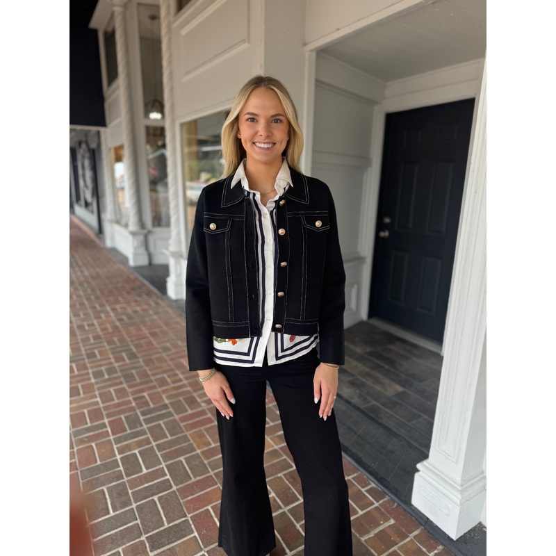 Vilagallo Black Button Pocket Sweater