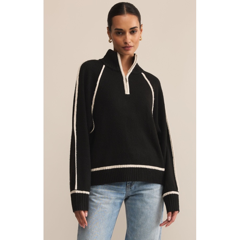 Z Supply Alps Half Zip Sweater in Black
