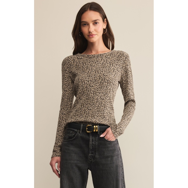 Z Supply Arlet Animal Mini Thermal Top in Suede