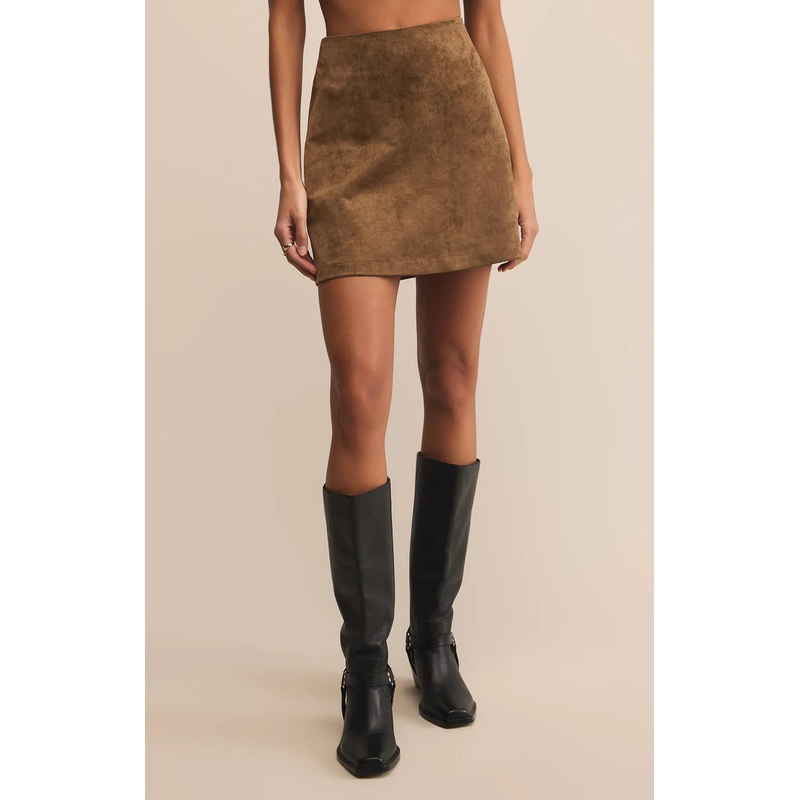 Z Supply Ciera Faux Suede Mini Skirt in Coconut