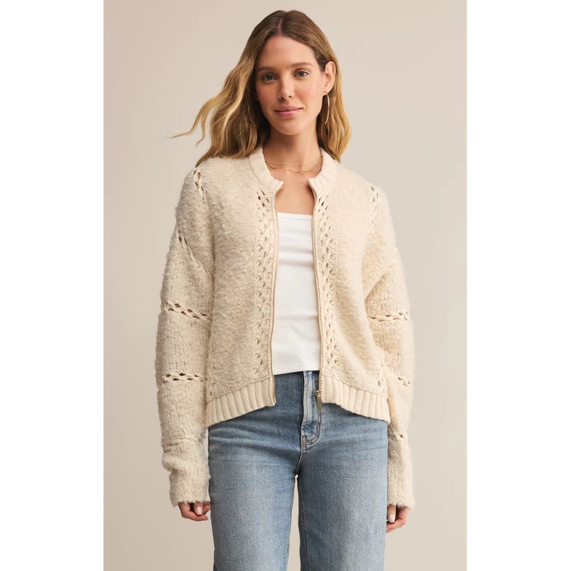 Z Supply Sundance Zip-Up Sweater Jacket in Crystal