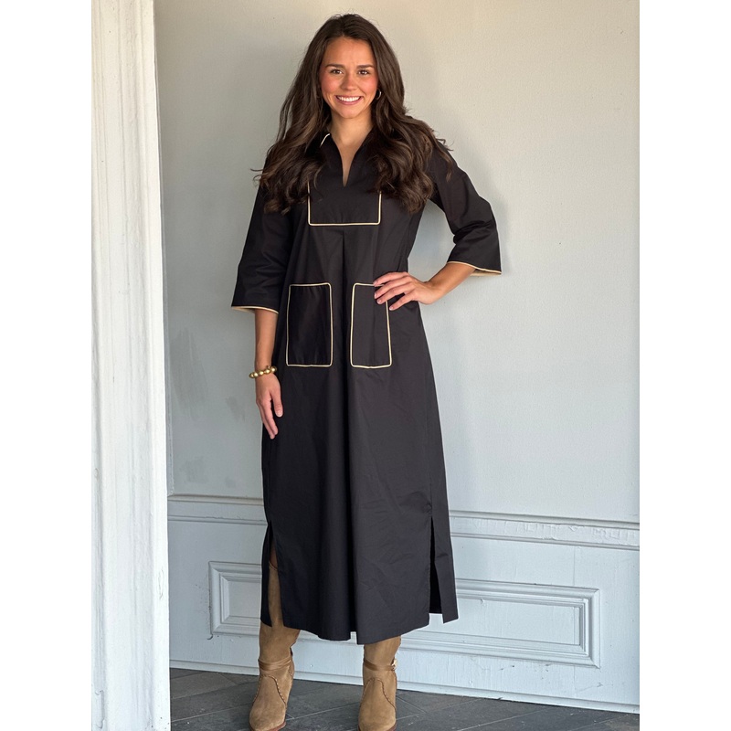 Cassidy Black and Camel Long Dress