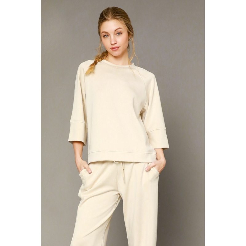 Drop Shoulder Ecru Top|S|M|L