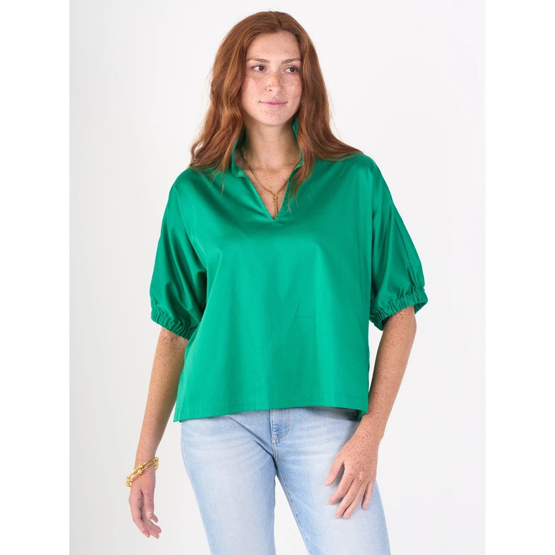 Emily Mccarthy Poppy Top in Jellybean Cotton Poplin