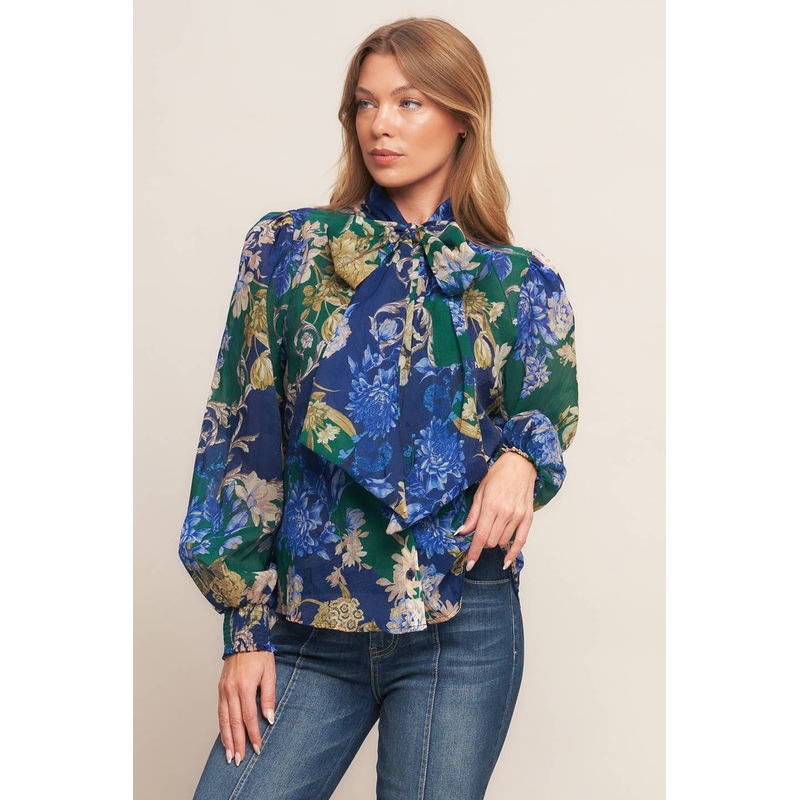 Floral Printed Navy Top|S|M|L