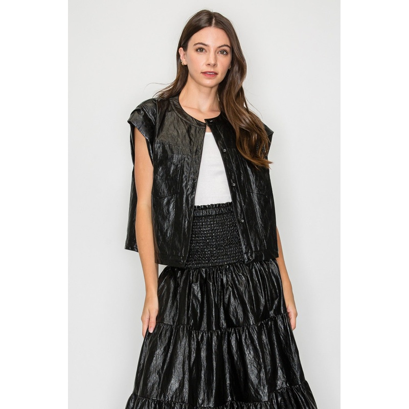 Jonnica Leather Vest in Black|XS|S|M|L