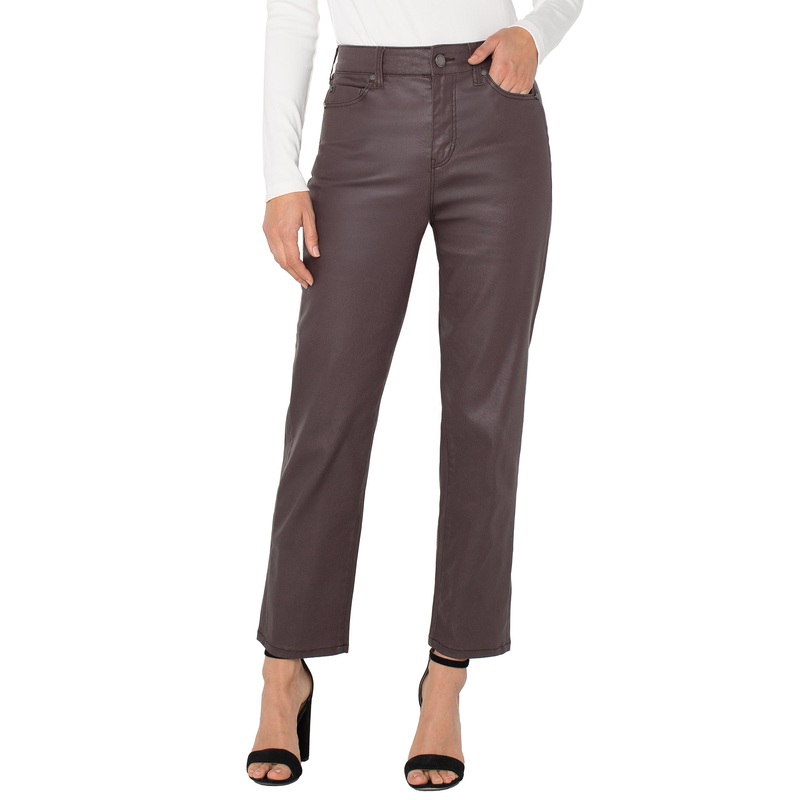 Liverpool Los Angeles Kennedy High Rise Crop Straight Pant in Raisin