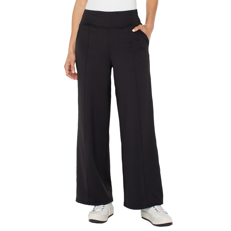 Liverpool Los Angeles Wide Leg Tech Pant in Black