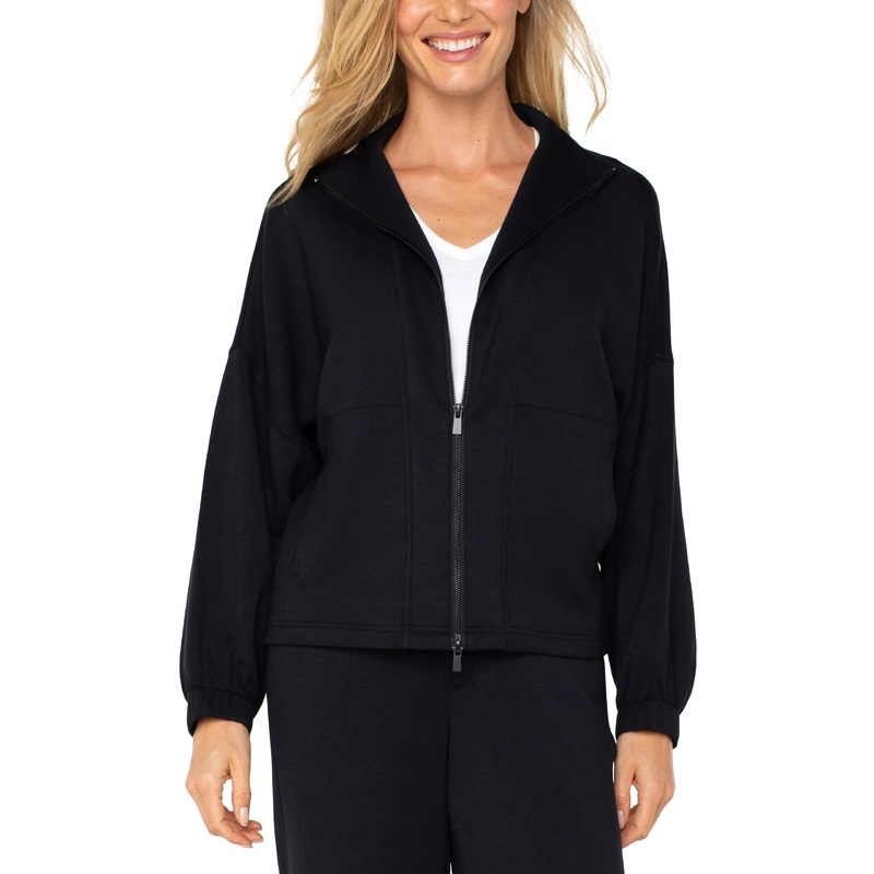 Liverpool Los Angeles Zip Up Funnel Neck Jacket in Black