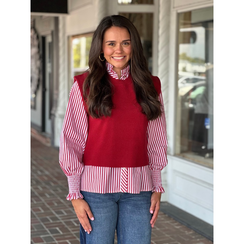 Solid Cap Sleeve Sweater in Wine