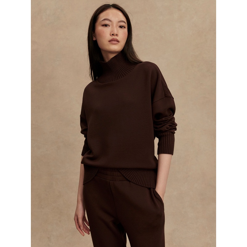 Varley Barker High-Neck Sweat in Coffee Bean