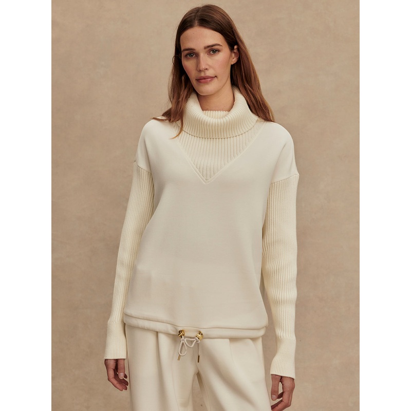 Varley Hannah Cowl Neck Sweat in Egret