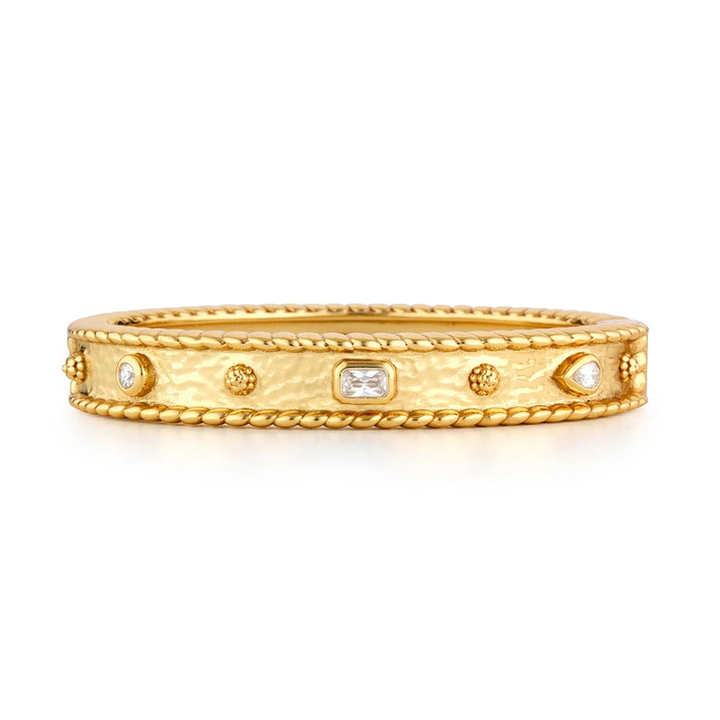 Capucine De Wolf Berry Gem Hinged Bangle – Clear Cubic Zirconia