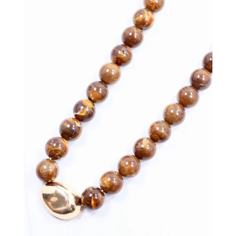 Caroline Hill Brooklyn Bold Stone Necklace in Brown