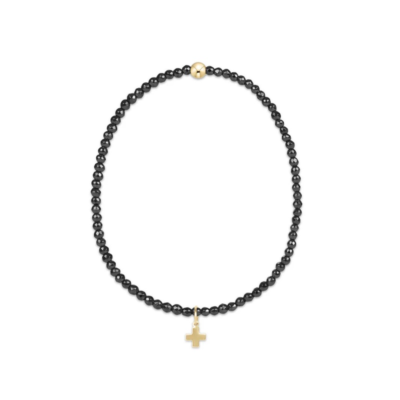Enewton Faceted Hematite 2mm Bead Bracelet – Signature Cross Gold Charm