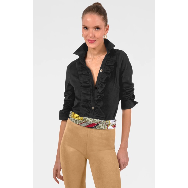 Gretchen Scott Ruffle Rumble Top in Black