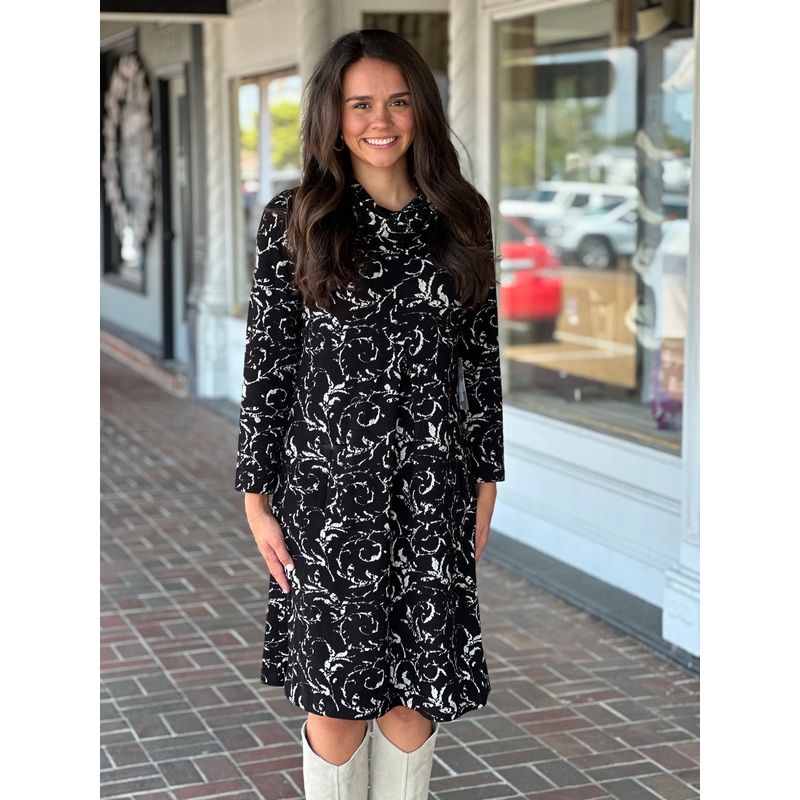 Habitat Jacquard Scroll Pleat Front Dress in Dove