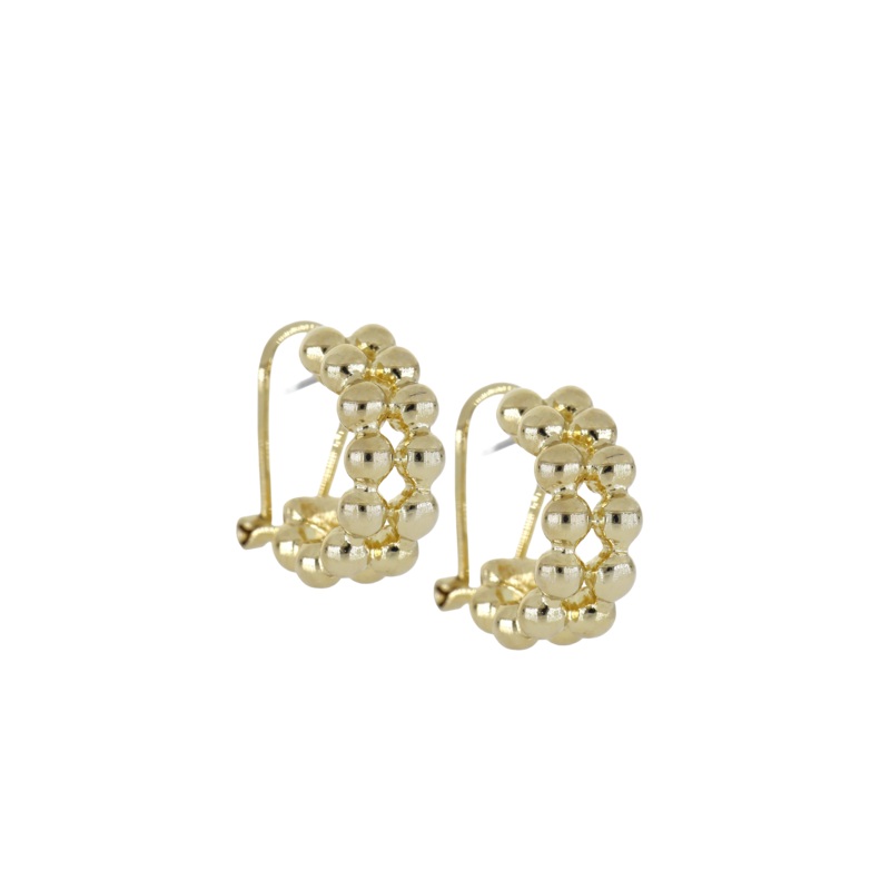 John Medeiros Beaded Collection 2 Row Clip Post Earrings in Gold