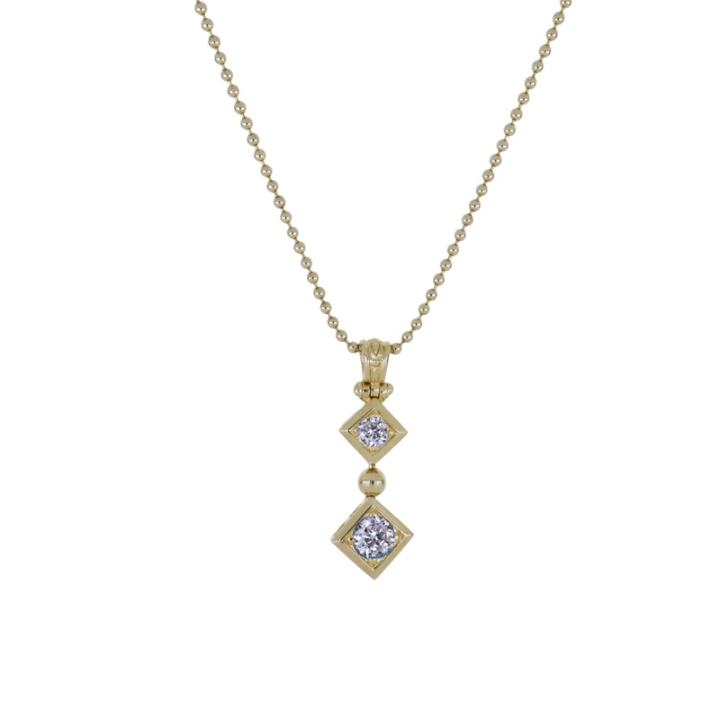 John Medeiros Beaded Collection 2 Stone Drop Two Tone Necklace 24