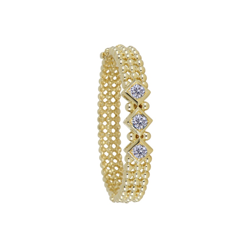 John Medeiros Beaded Collection 3 Row 3 Stone Bracelet in Gold