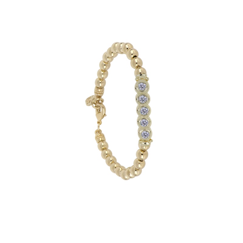 John Medeiros Beaded Collection 5 Stone Bracelet in Gold