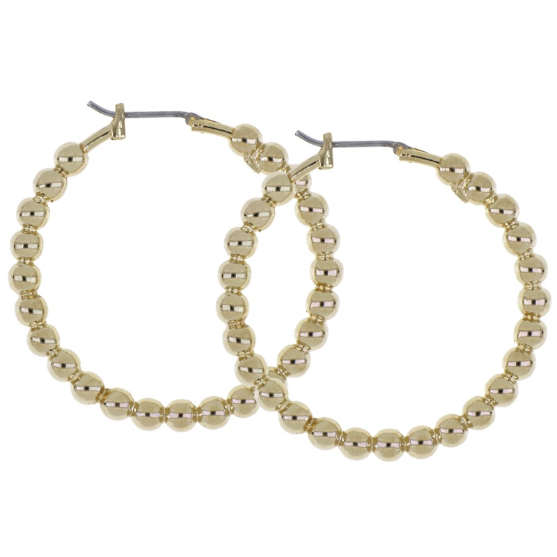 John Medeiros Beaded Collection Large Hoop Earrings in Gold