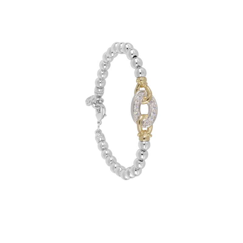 John Medeiros Beaded Collection Oval Two Tone Bracelet