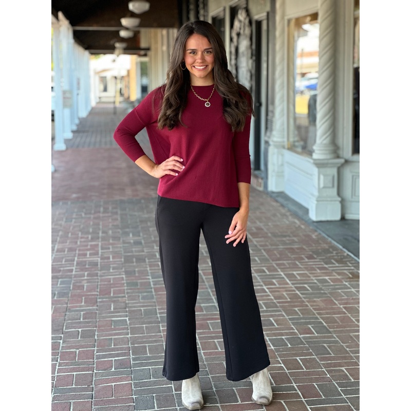 Liverpool Los Angeles Pull On Wide Leg Trouser in Black