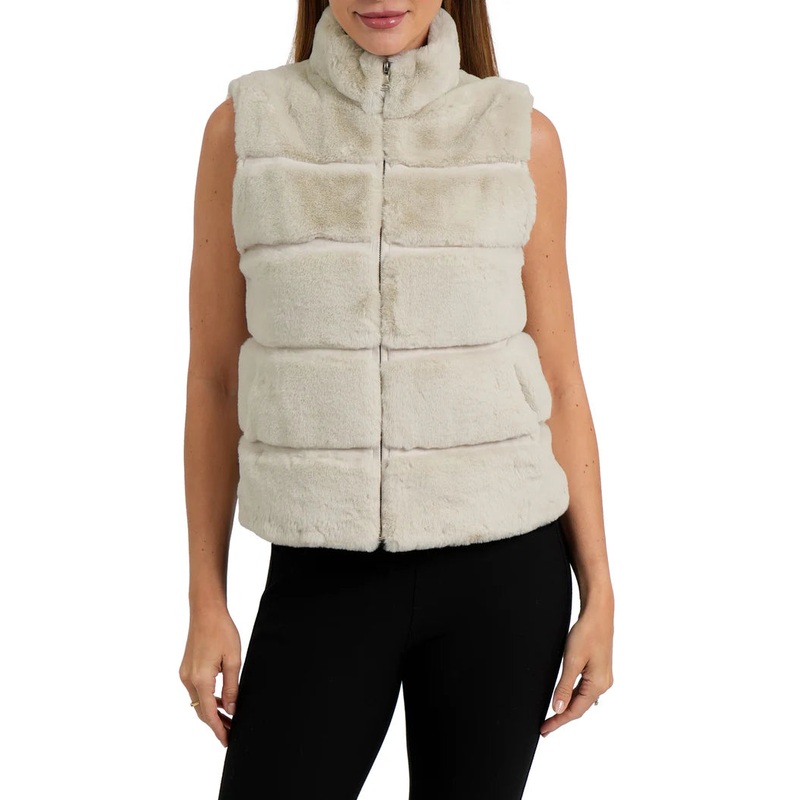 Love Token Vince Faux Fur Vest in Ivory