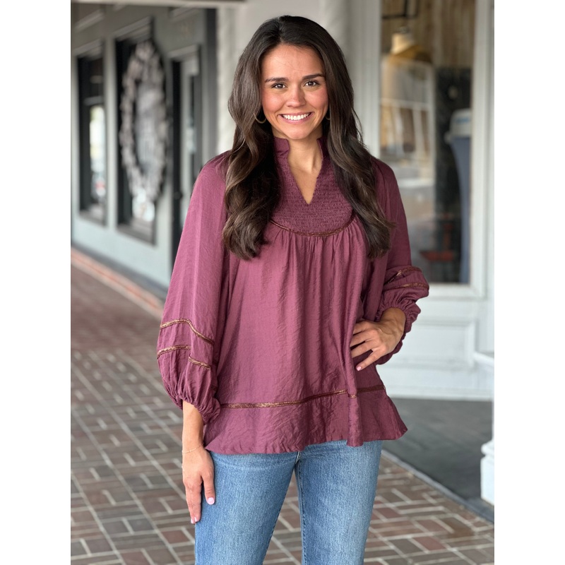 Merlot Smocked Top|S|M|L