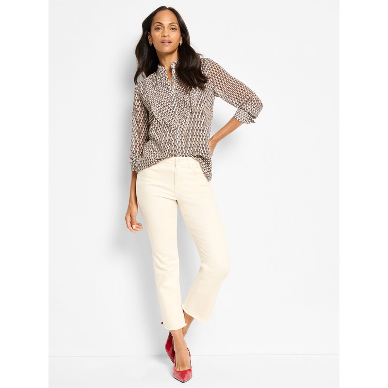 Nic + Zoe Abstract Chiffon Top in Neutral