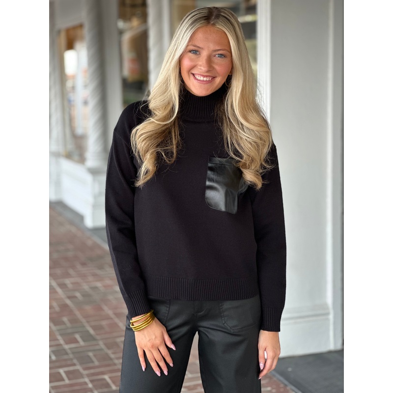 Oversized Long Sleeve Mock Neck Black Sweater