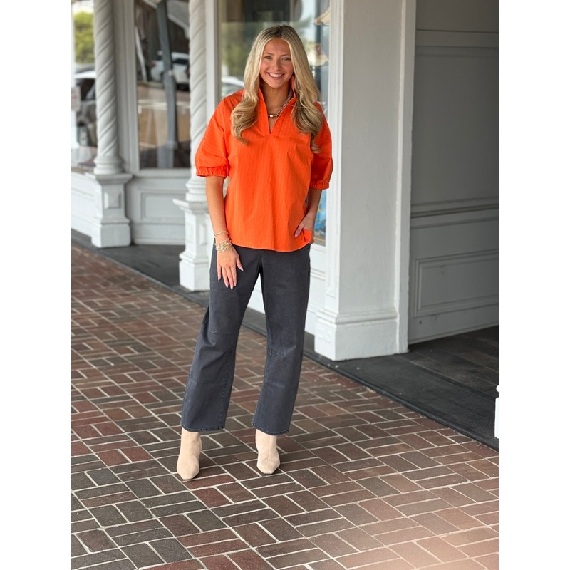 Sloan Orange Drop Shoulder Top