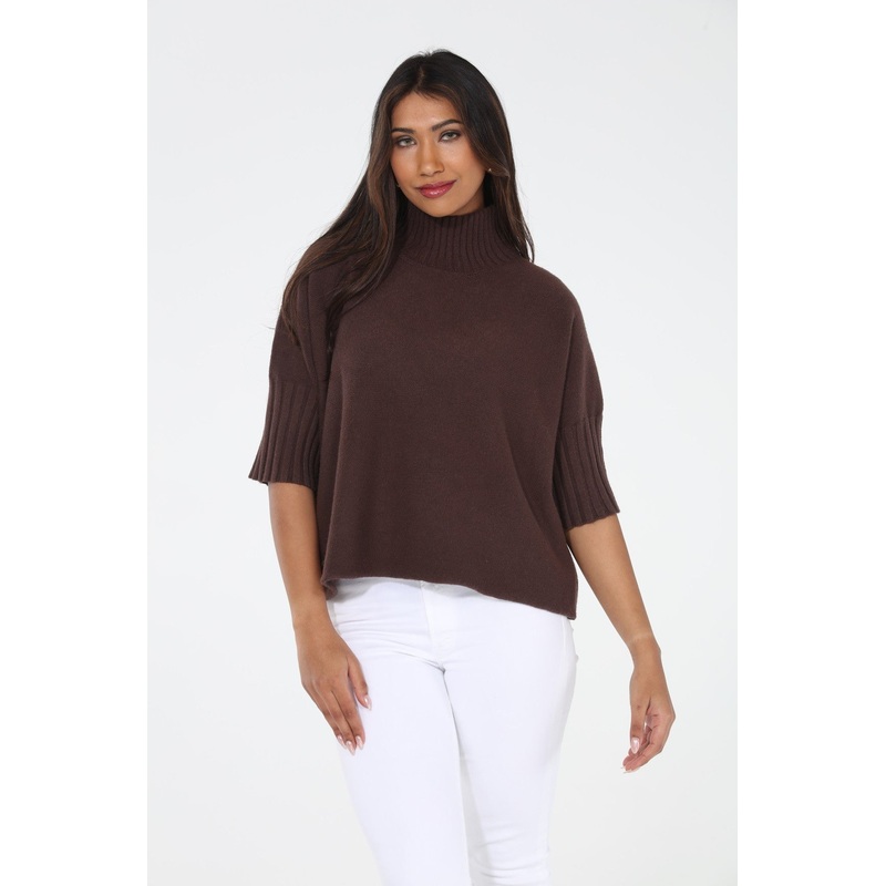 The Maple Turtleneck Sweater in Chocolate Brown