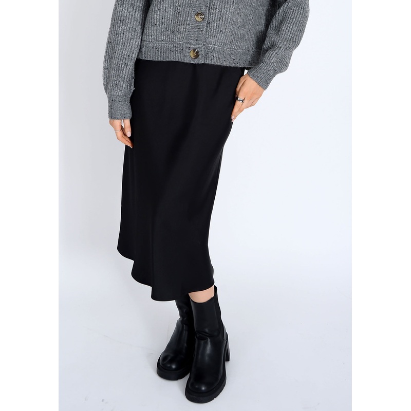 Allina Black Satin Skirt|XS|S|M|L