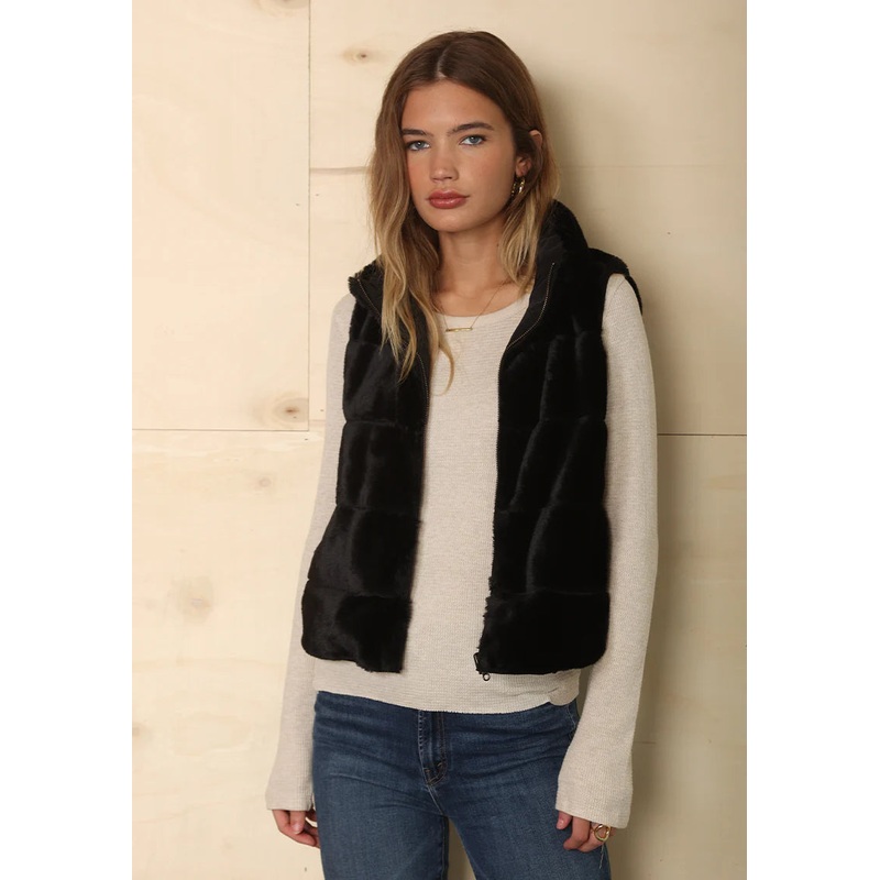 Dylan Classic Reversible Fur Vest in Black