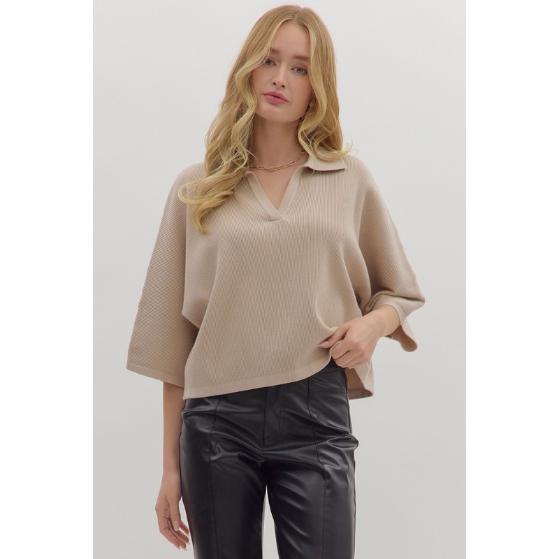 Favorite Collared Top in Stone