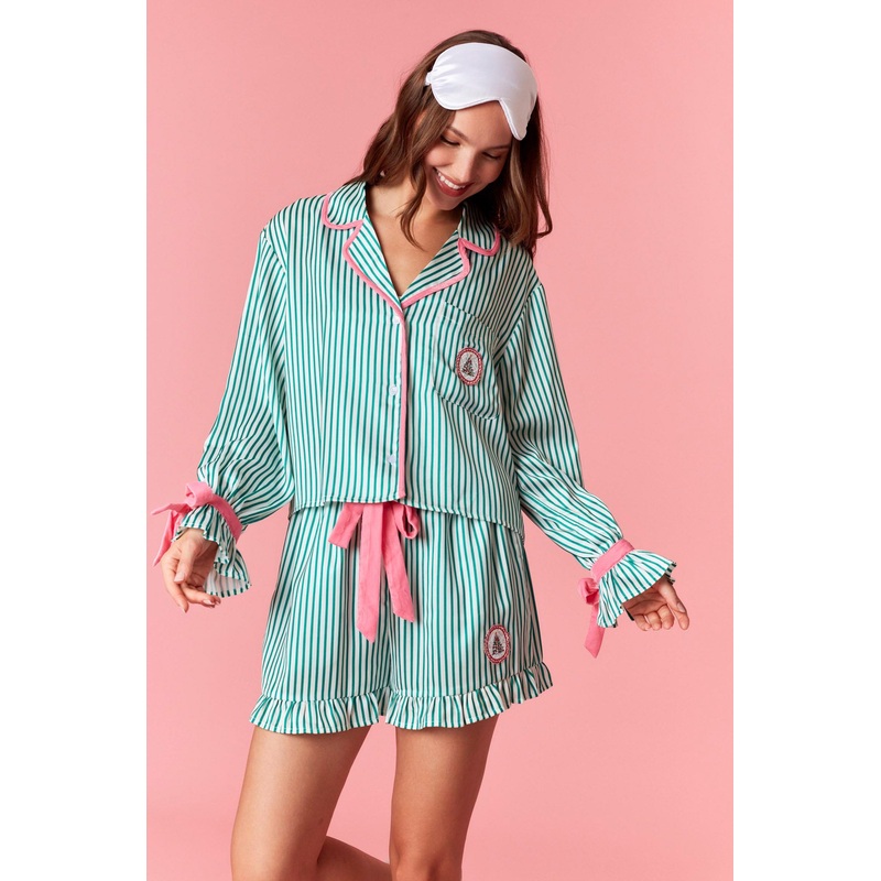Green Stripe Pajama Set|S|M|L