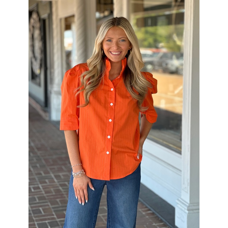 Jodie Ruffle Collar Puff Sleeve Shirt
