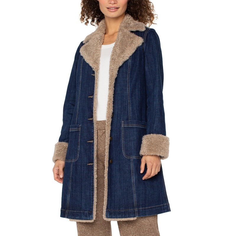 Liverpool Los Angeles Sherpa Trimmed Notch Collar Jacket