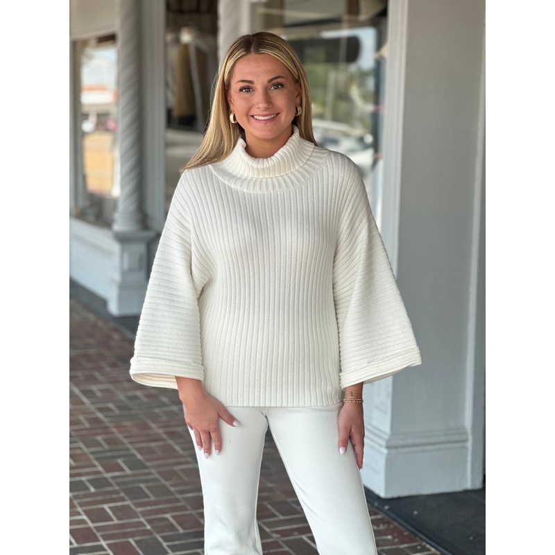 Lola +  Sophie Chunky Rib Kimono Sweater in Eggshell
