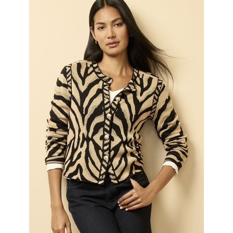 Nic + Zoe Animal Jacquard Cardigan