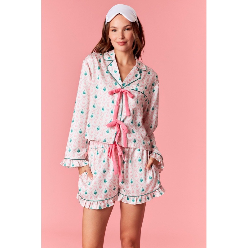 Pink Christmas Tree Pajama Set