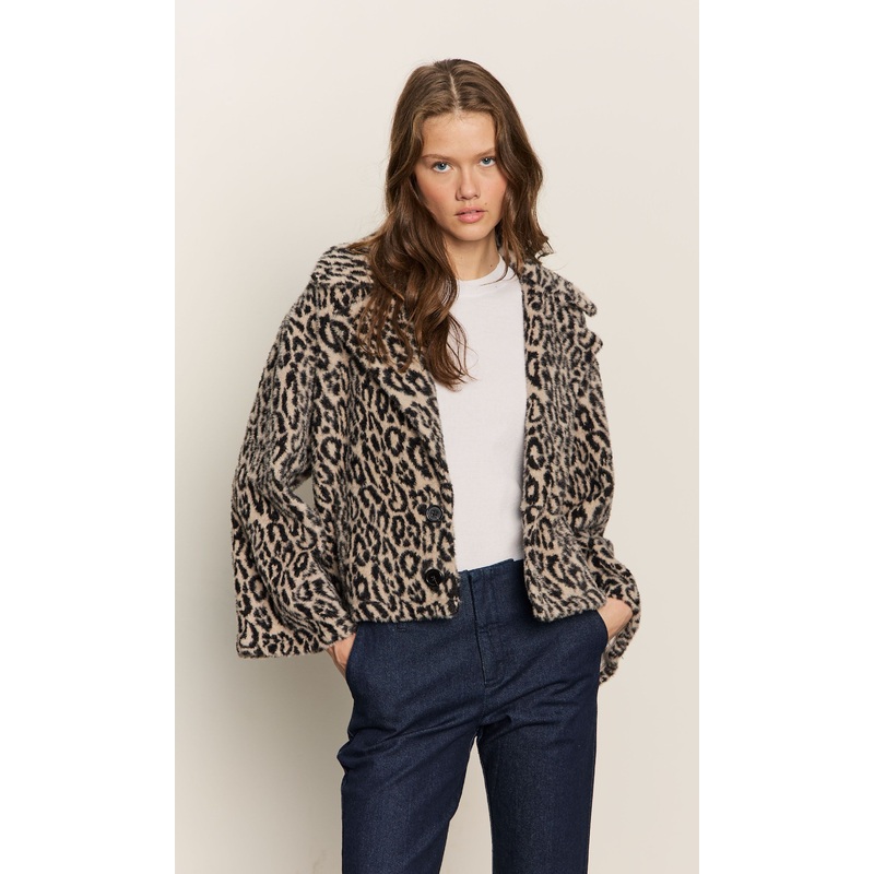 Sanctuary Colette Fur Jacket in Leopard