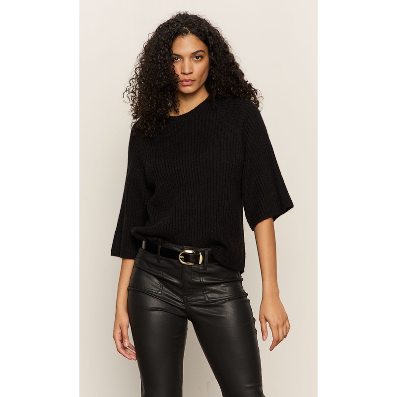 Sanctuary Ribbed Sweater Tee in Black