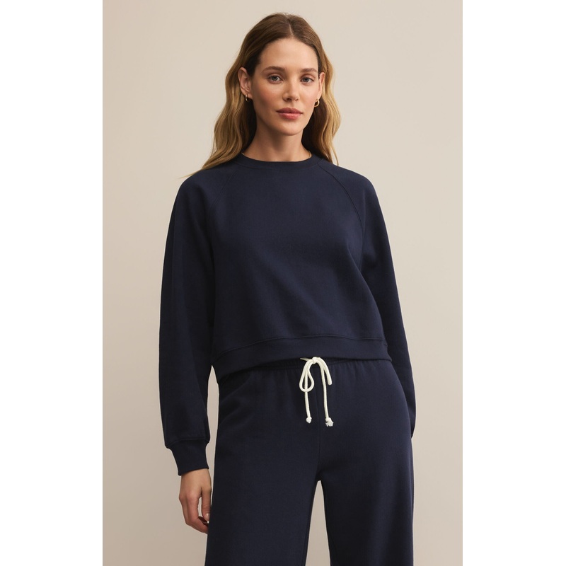 Z Supply Crop Out Sweatshirt in Blue Sapphire