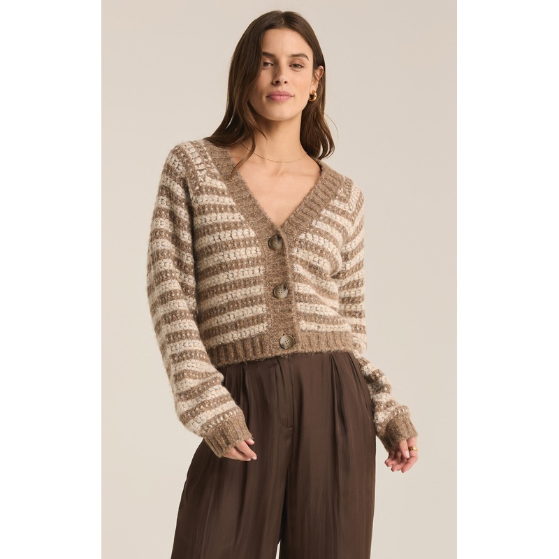 Z Supply Este Metallic Stripe Cardigan in Campfire