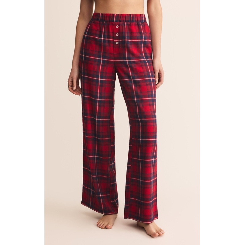 Z Supply Hangout Plaid Pant in Haute Red