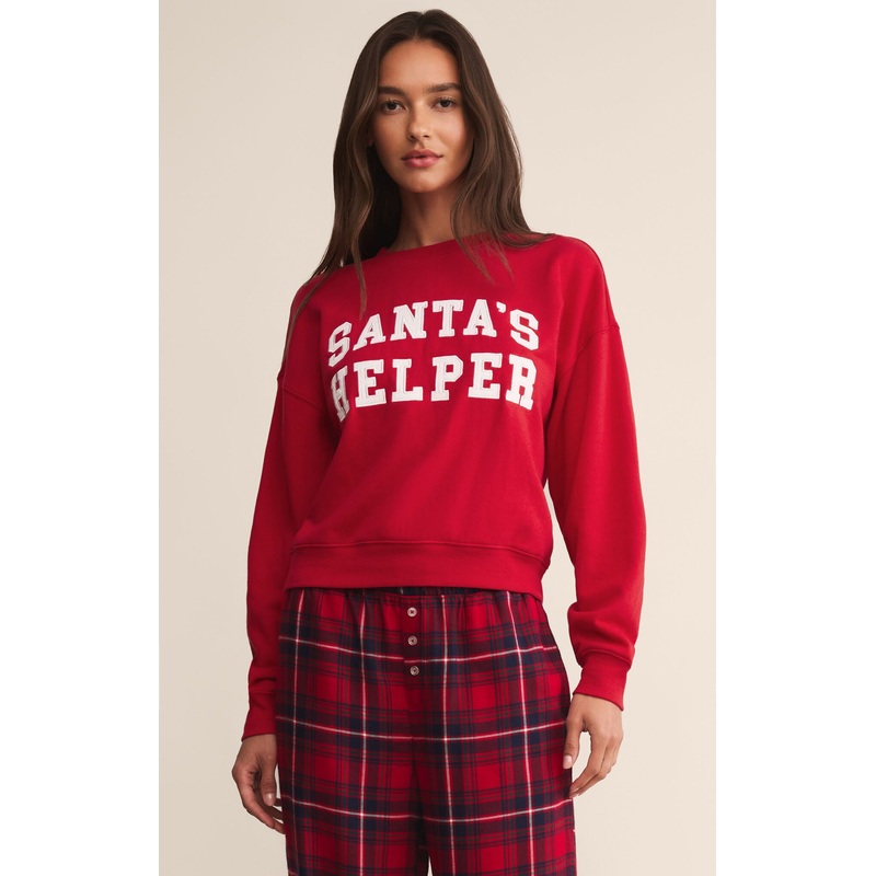Z Supply Holiday Sweatshirt in Festive Red